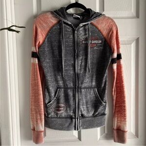 XS Harley Davidson Full Zip Sweatshirt Burnout Hoodie